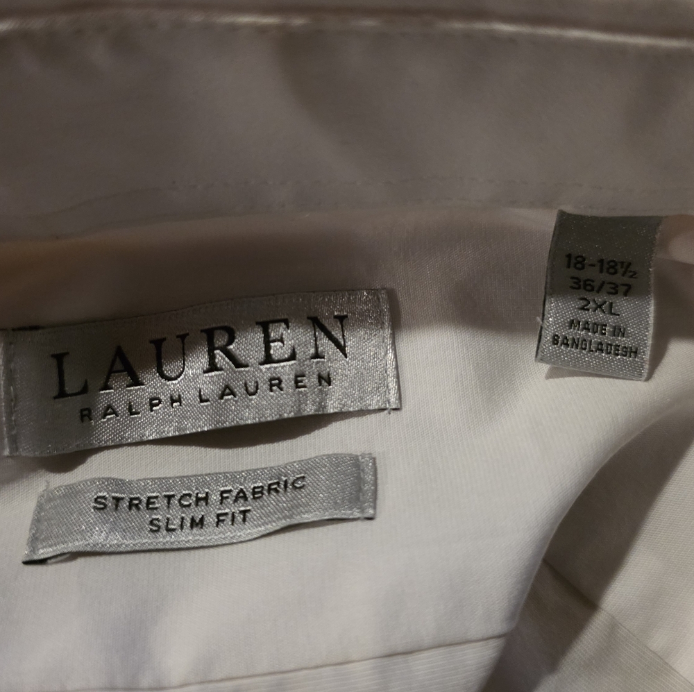 Lauren Ralph Lauren White Dress Shirt Men’s 2XL Slim Fit - Picture 2 of 3